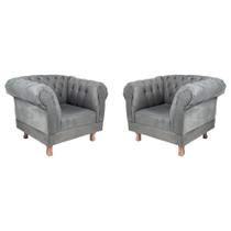 2 Poltronas Chesterfield Capitone Duque - Suede Cinza / Recepção, Sala, Móveis, decoração 2 Poltronas Chesterfield Capitone Duque - Suede Cinza / Recepção, Sala, Móveis, decoração