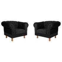 2 Poltronas Chesterfield Capitone Duque - Suede Preto / Recepção, Sala, Móveis, decoração 2 Poltronas Chesterfield Capitone Duque - Suede Preto / Recepção, Sala, Móveis, decoração