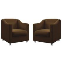 2 Poltronas Decorativa Tila Consultório Suede Tabaco - Kimi Design