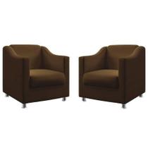 2 Poltronas Decorativa Tila Quarto Suede Tabaco - Kimi Design 2 Poltronas Decorativa Tila Quarto Suede Tabaco - Kimi Design