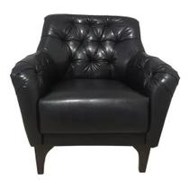 2 Poltronas Decorativas Com Tachas E Pés de Madeira Tecido Sintético Preto Shaula Larbelle 2 Poltronas Decorativas Com Tachas E Pés de Madeira Tecido Sintético Preto Shaula Larbelle