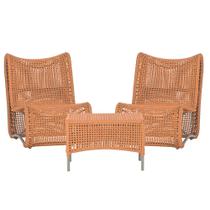 2 Poltronas e Mesa Texas em Alumínio Pintura Fendi Corda Náutica Trama Original