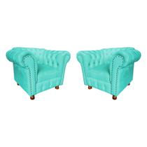 2 Poltronas Luiz XV Suede Thifany 2 Poltronas Luiz XV Suede Thifany