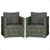 2 Poltronas Madri Alumínio Corda Náutica Estofado 11 Trama Original