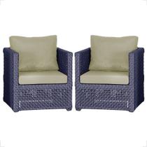 2 Poltronas Madri Alumínio Corda Náutica Estofado 7 Trama Original