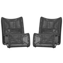 2 Poltronas Texas em Alumínio Pintura Preta Corda Náutica Trama Original