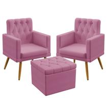 2 Poltronas Vega Com Rodapé E Capitonê Com Puff Quasar Sued Rosê Aradecor 2 Poltronas Vega Com Rodapé E Capitonê Com Puff Quasar Sued Rosê Aradecor