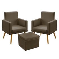 2 Poltronas Vega Para Sala de Estar Com Rodapé Com Puff Quasar Sued Capuccino Aradecor 2 Poltronas Vega Para Sala de Estar Com Rodapé Com Puff Quasar Sued Capuccino Aradecor