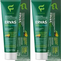 2 Pomada para Massagem Muscular Fashion Cosméticos Ervas Milagrosas Bisnaga 150g