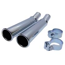 2 Ponteiras e Abraçadeiras Cromadas Curvadas 1300 1500 1600