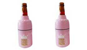 2 porta cerveja long neck/ lata cerveja faz falta rosa