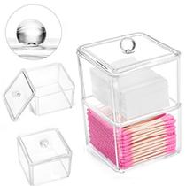 2 Porta Cotonete Algodão Organizador Acrilico com Tampa 2 Porta Cotonete Algodão Organizador Acrilico com Tampa