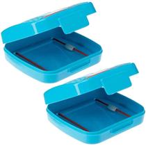 2 Porta Cotonetes Portátil Para Viagem Acessórios com Elástico Interno Azul Crippa 2 Porta Cotonetes Portátil Para Viagem Acessórios com Elástico Interno Azul Crippa