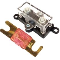 2 Porta Fusível Caixa Midi Acrílico e 6 Fusíveis Mini Faca Modelo Anl Solar Banhado à Ouro
