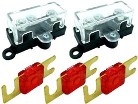 2 Porta Fusível Som Automotivo Midi e 3 Fusíveis 50 Amperes