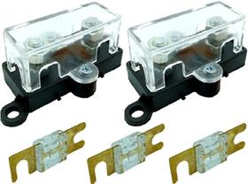 2 Porta Fusível Som Automotivo Midi e 3 Fusíveis 80 Amperes