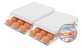 2 Porta Organizador De Ovos Empilhável Roll Comporta 21 Ovos