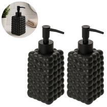 2 Porta Sabonete Liquido Bubble 300ml Preto de Cerâmica