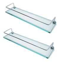 2 Porta Shampoos Em Vidro Incolor 40 cm