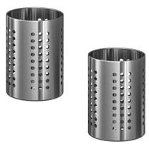 2 Porta Talher Escorredor Inox Redondo Vazado Pia Cozinha 2 Porta Talher Escorredor Inox Redondo Vazado Pia Cozinha