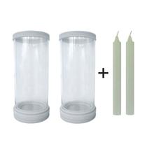 2 Porta Vela Vidro E Mármore Para Vela 7 Dias e Palito