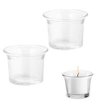 2 Porta Velas Castiçal Em Copo de Vidro Decorativo Multiuso