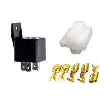 2 Portas Relé Com Terminais Fêmea e 2 Reles Auxiliar Automotivo 4 Pinos 12v 40a Universal Com Suporte