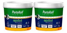 2 Portokoll Rejunte Epóxi Porcelanato 1kg Preto Intenso