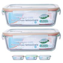2 Pote 1520ml Vidro Forno Microondas Tampa Hermetica Forte 2 Pote 1520ml Vidro Forno Microondas Tampa Hermetica Forte