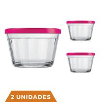 2 Pote Americano Vidro C/Tampa Cores Amlimento 350ml Nadir
