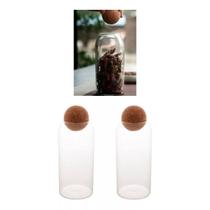 2 Pote De Vidro Borossilicato C/ Tampa Bola Rolha Cortiça 2 Pote De Vidro Borossilicato C/ Tampa Bola Rolha Cortiça