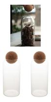 2 Pote De Vidro Borossilicato Com Tampa Bola Rolha Cortiça 2 Pote De Vidro Borossilicato Com Tampa Bola Rolha Cortiça