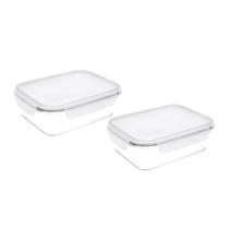 2 Pote De Vidro C/ Tampa Vedação Resistente Marmita 1040ml