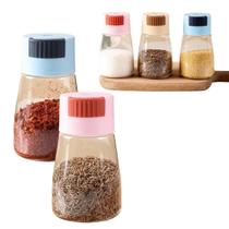 2 Pote De Vidro Porta Condimentos Tampa Com Dosador Prático Cozinha