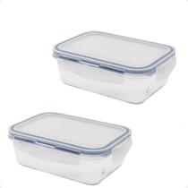 2 Pote Hermético Borossilicato Retangular 1040Ml Microondas