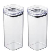 2 Pote Hermético Organizador Transparente 350ml Tampa Vedação Combo com 2 Potes Plástico UZ 2 Pote Hermético Organizador Transparente 350ml Tampa Vedação Combo com 2 Potes Plástico UZ