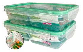 2 Pote Marmita Com Trava e Divisória Hermético Freshy 730ml Sanremo 2 Pote Marmita Com Trava e Divisória Hermético Freshy 730ml Sanremo