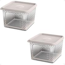 2 Pote Para Alimentos Transparente Prisma 850ml Com Tampa