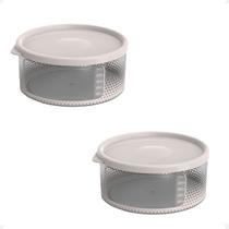 2 Pote Para Alimentos Transparente Redondo 700 ml Com Tampa