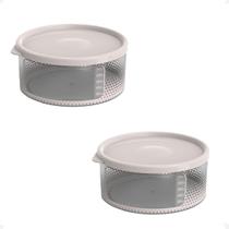 2 Pote Para Alimentos Transparente Redondo 700 Ml Com Tampa