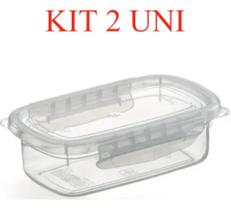 2 Pote Plástico Microondas Freezer Travas Raso Grande 1,1l 2 Pote Plástico Microondas Freezer Travas Raso Grande 1,1l