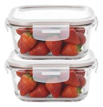 2 Pote Vidro Borossilicato 520ml Hermético Microondas Forno