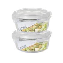 2 Potes 620ml Vidro Redondo Alimento Marmita Hermético 2 Potes 620ml Vidro Redondo Alimento Marmita Hermético