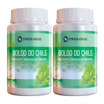 2 Potes Boldo do Chile Status Verde - Kit 120 Cápsulas de 500mg