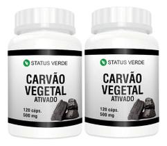 2 Potes Carvão Vegetal Ativado Puro Kit 240 Cápsulas de 500mg