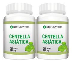 2 Potes Centella Asiatica 100% Pura Status Verde - Kit 240 Cápsulas de 500mg