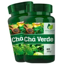 2 Potes Chá Verde 100% Natural Kit 240 Cáps - Fonte Verde