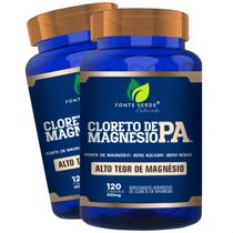 2 Potes Cloreto de Magnésio P.A. KIT 240 Cáps Fonte Verde - Alto Teor de Magnésio 2 Potes Cloreto de Magnésio P.A. KIT 240 Cáps Fonte Verde - Alto Teor de Magnésio