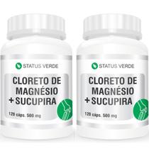 2 Potes Cloreto de Magnésio P.a + Sucupira Status Verde - Kit 240 Cápsulas de 500mg