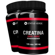 2 Potes Creatina 100% Pura Monohidratada Kit 240 Cáps - Status Verde